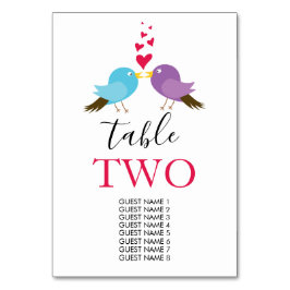 Love birds & Hearts Bröllop Guest Namn Bordsnummer