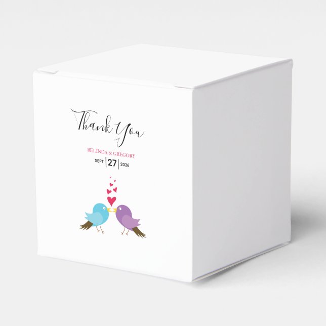 Love birds & Hearts Bröllop Presentaskar (Framsidan Sidan)