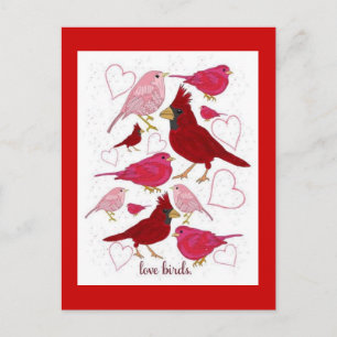 Love birds Hearts Glad Alla hjärtans dagskort Helg Vykort