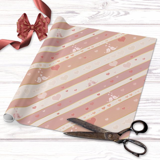 Love birds Hearts Valentine Mönster Wrapping Pappe Presentpapper (Skapare uppladdad)