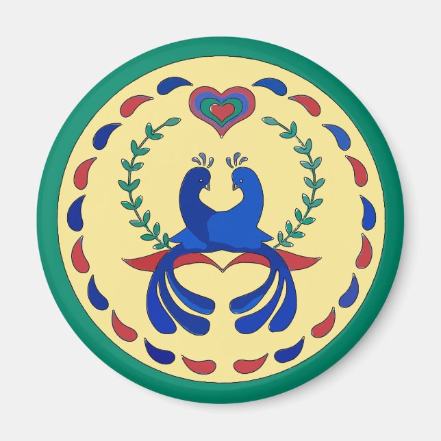 Love birds Hex Sign Dutch Magnet (Framsidan)