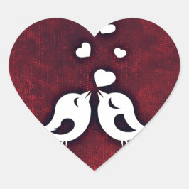 Love birds hjärtformat klistermärke