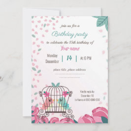 love birds i födelsedagsfest för blommigt av burar