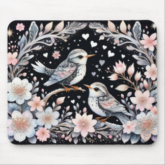 Love birds i julbakgrund musmatta