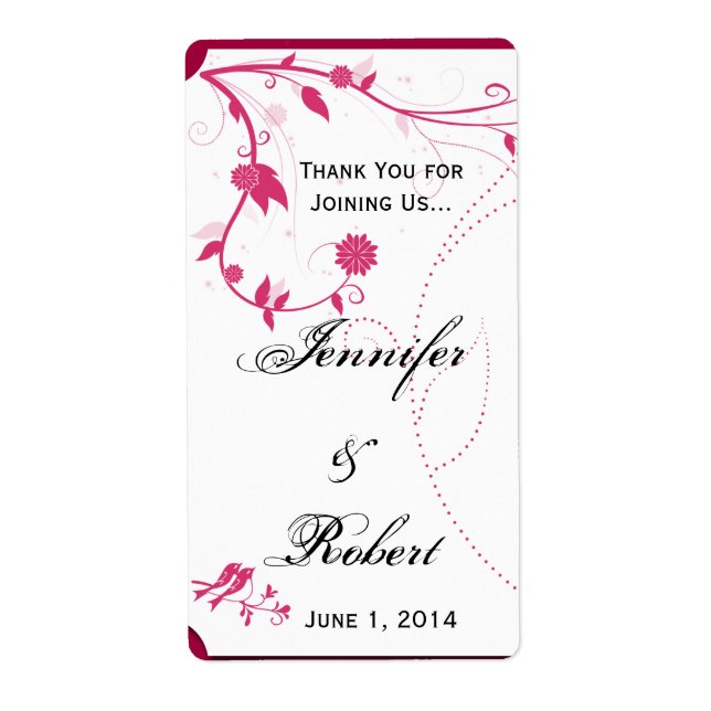 Love birds i Rosa och Vin Fraktsedel (Framsidan)