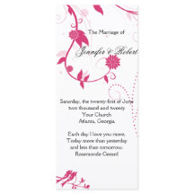 Love birds i Rosa och vitt Bröllopsprogram