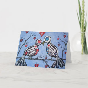 Love birds i Träd Day of the dead i hjärtat Kort
