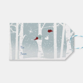 Love birds i Winter Presentetikett