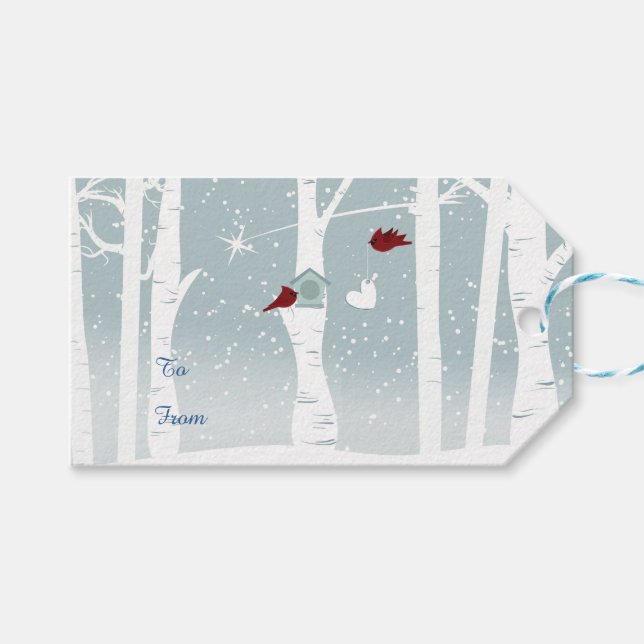 Love birds i Winter Presentetikett (Framsidan (Horisontell))