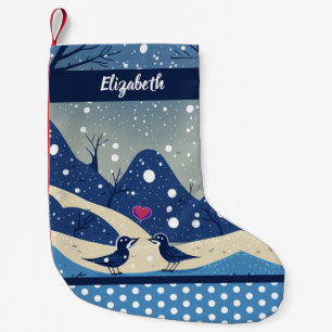 Love birds jul par Red Heart Winter Snö Liten Julstrumpa