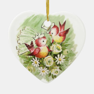 Love birds julgransprydnad keramik