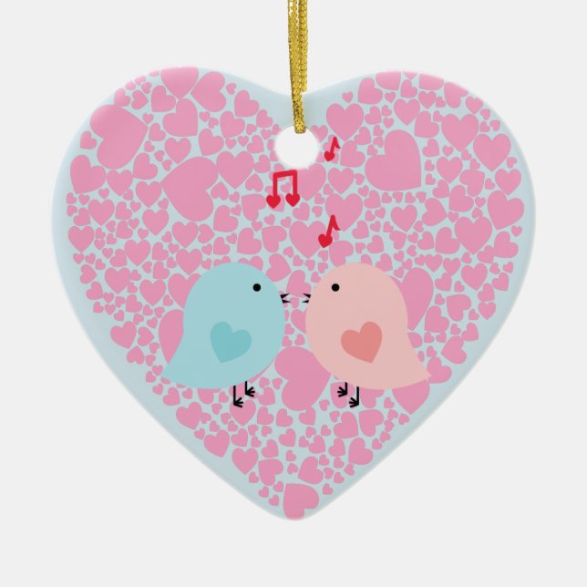 Love birds julgransprydnad keramik (Framsidan)