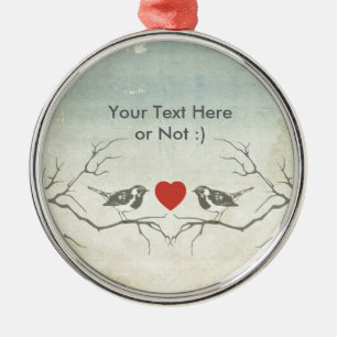 Love birds julgransprydnad metall
