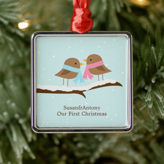 Love birds julgransprydnad metall (Träd)