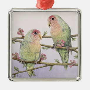 Love birds julgransprydnad metall