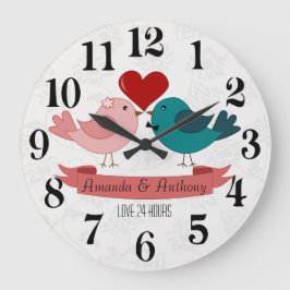 Love birds, kärlek 24 timmar. stor klocka