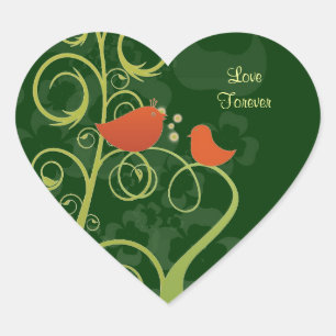Love birds - Kärlek Forever Hjärtformat Klistermärke