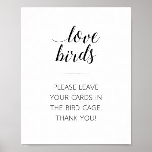 Love birds-kort i fågelcage-Bröllop-tecken Poster
