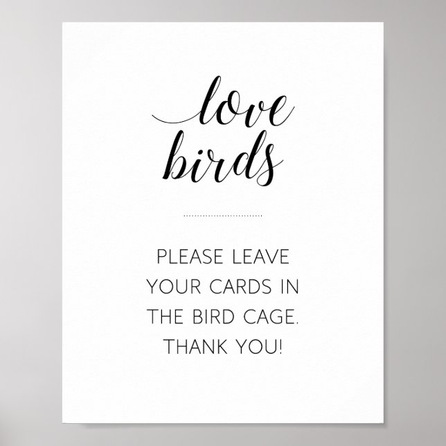 Love birds-kort i fågelcage-Bröllop-tecken Poster (Framsidan)