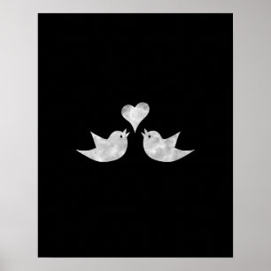 Love birds med beställnings- färg för hjärta poster