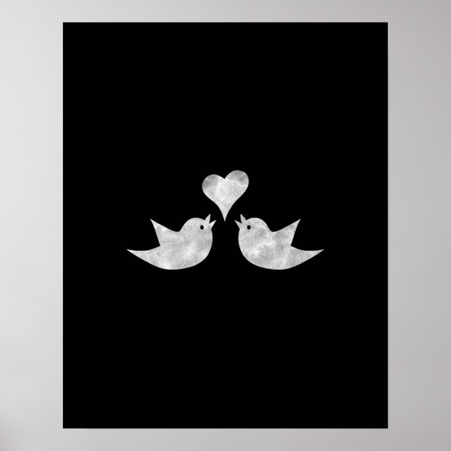 Love birds med Heart Anpassningsbar Färg Poster (Framsidan)