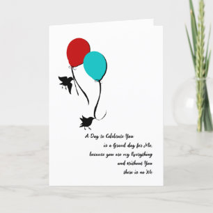 Love birds och ballonger på födelsedagen tack kort