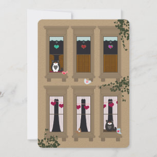 Love birds och Cats Brownstone Windows Valentine