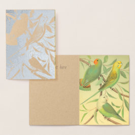 love birds och paraketer - silver folierat kort