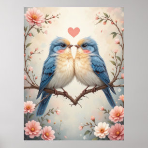 Love birds om Gren Poster