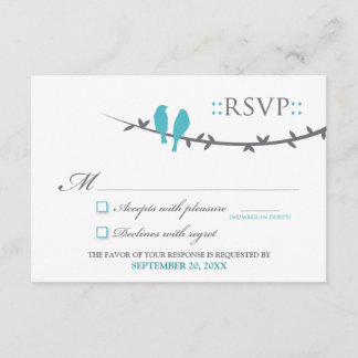 Love birds OSA kort (aqua & white)