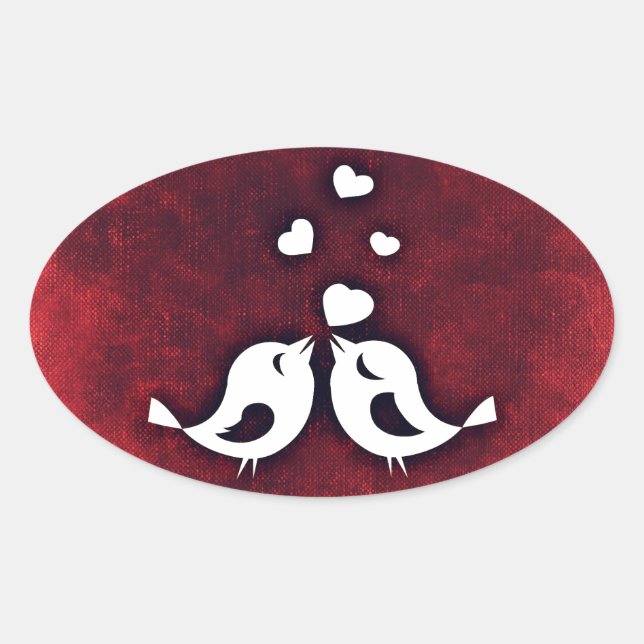 Love birds ovalt klistermärke (Framsida)