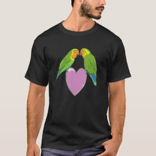 Love birds på ett hjärta t shirt
