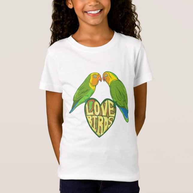 Love birds på hjärtat t shirt (Framsida)
