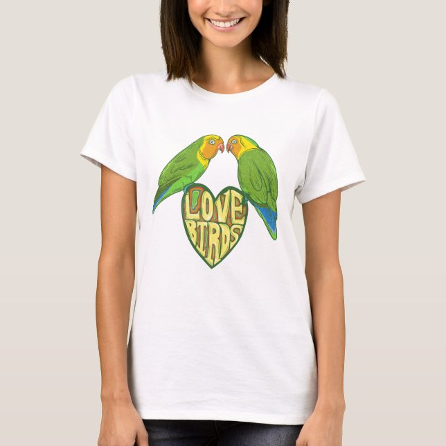 Love birds på hjärtat t shirt (Framsida)