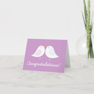 Love birds på Light - purpurfärgad bröllopgrattis Kort