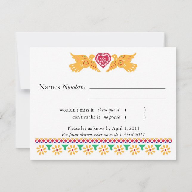 Love birds Papel Picado Stil OSA kort (Framsida)