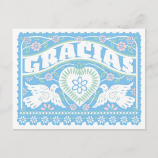 Love birds Papel Picado Tack vykort