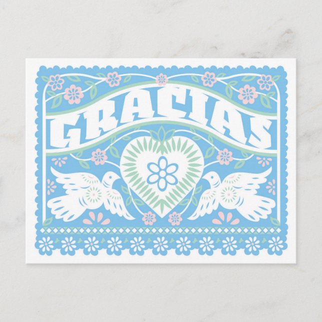 Love birds Papel Picado Tack vykort (Framsida)