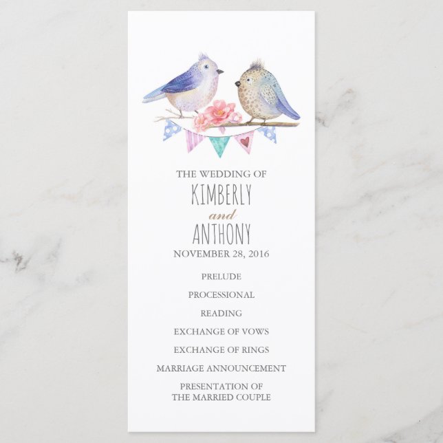 love birds par bröllopsprogram program (Framsida)