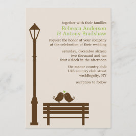 Love birds parkerar på tar av planet bröllop inbjudningar