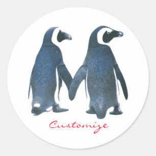Love birds Penguin lite Thunder_Cove Runt Klistermärke