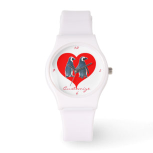 Love birds Penguin par hjärta Thunder_Cove Armbandsur