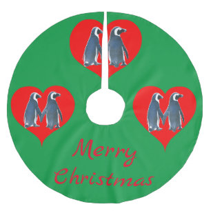 Love birds Penguin par hjärtthundra_cove Julgransmatta Borstad Polyester