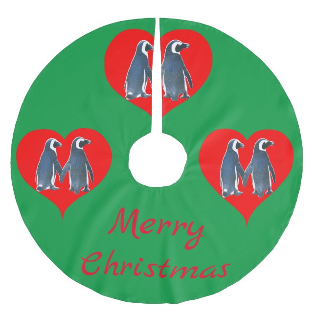 Love birds Penguin par hjärtthundra_cove Julgransmatta Borstad Polyester (Framsidan)