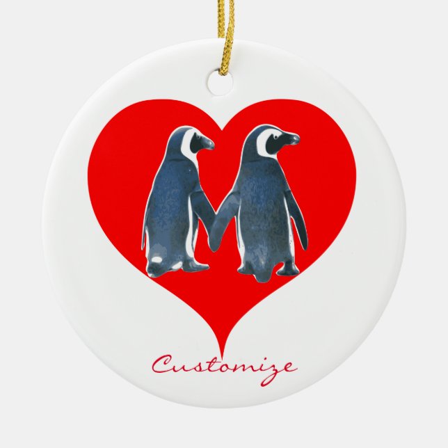 Love birds Penguin par Red Heart Thunder_Cove Julgransprydnad Keramik (Framsidan)
