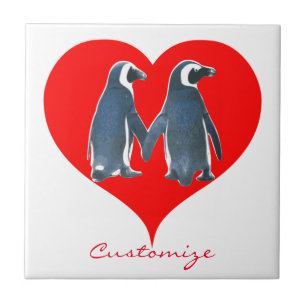 Love birds Penguin par Red Heart Thunder_Cove Kakelplatta