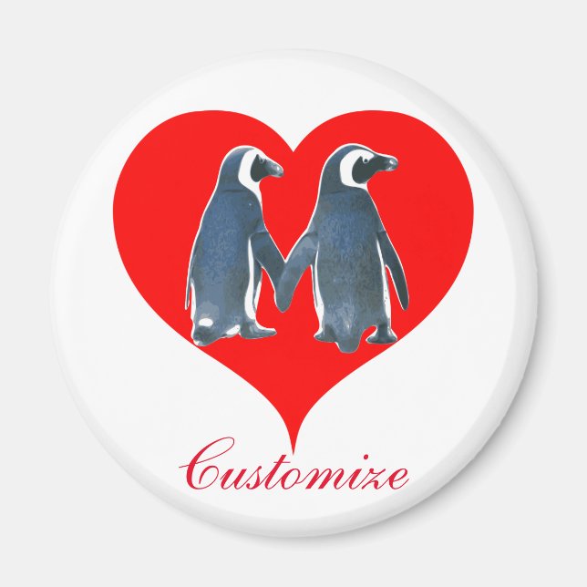 Love birds Penguin par Red Heart Thunder_Cove Magnet (Framsidan)