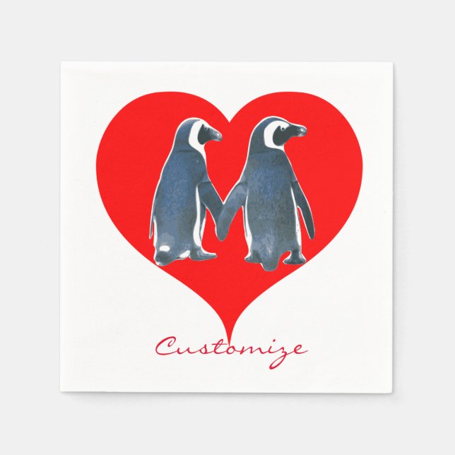 Love birds Penguin par Red Heart Thunder_Cove Pappersservett (Framsidan)