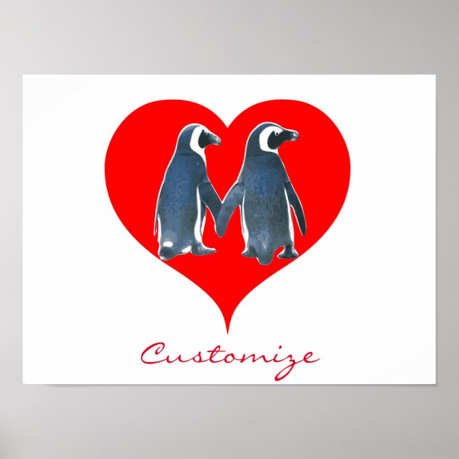 Love birds Penguin par Red Heart Thunder_Cove Poster (Framsidan)