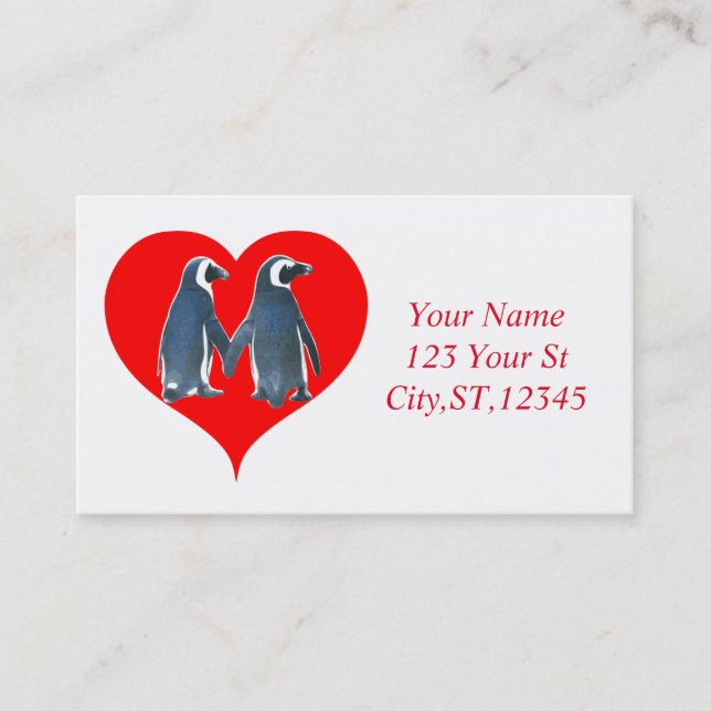 Love birds Penguin par Red Heart Thunder_Cove Visitkort (Framsida)
